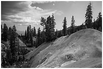 Hill with mineral deposits, Sulphur Works. Lassen Volcanic National Park ( black and white)