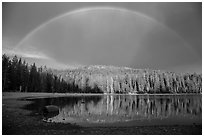 Stormy sky and rainbow, Juniper Lake. Lassen Volcanic National Park ( black and white)
