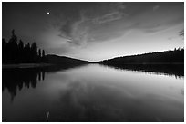 Moon and reflection, Juniper Lake. Lassen Volcanic National Park ( black and white)
