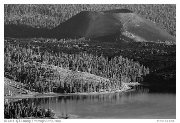 Cinder Cone, Fantastic Lava Beds, and Snag Lake. Lassen Volcanic National Park (black and white)