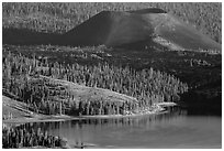 Cinder Cone, Fantastic Lava Beds, and Snag Lake. Lassen Volcanic National Park ( black and white)
