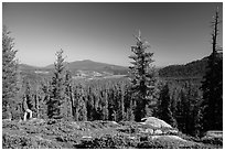 Visitor Looking, Inspiration Point. Lassen Volcanic National Park ( black and white)