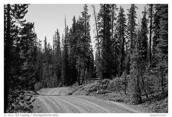 Gravel road. Lassen Volcanic National Park (black and white)