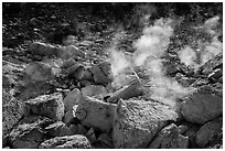Fumaroles, Devils Kitchen. Lassen Volcanic National Park ( black and white)
