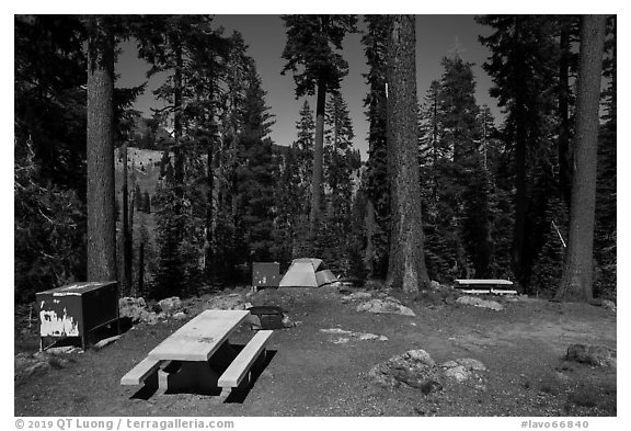 Southwest campground. Lassen Volcanic National Park (black and white)