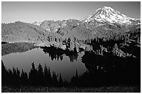 Eunice Lake and Mt Rainier, afternoon. Mount Rainier National Park ( black and white)