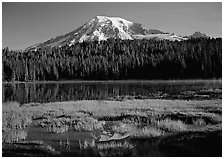 Reflection Lake and Mt Rainier, early morning. Mount Rainier National Park ( black and white)