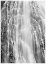 Narada falls detail. Mount Rainier National Park, Washington, USA. (black and white)