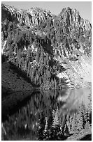 Cliffs reflected in Eunice Lake. Mount Rainier National Park ( black and white)