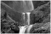 Three tiers of Comet Falls. Mount Rainier National Park ( black and white)