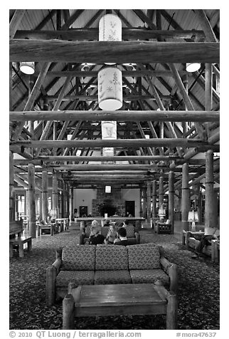 Paradise Inn Lobby. Mount Rainier National Park (black and white)