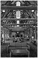 Paradise Inn Lobby. Mount Rainier National Park ( black and white)