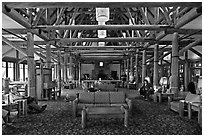 Interior of Paradise Inn. Mount Rainier National Park ( black and white)