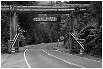 Park entrance gate. Mount Rainier National Park ( black and white)