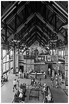 Inside Henry M Jackson Memorial Visitor Center. Mount Rainier National Park, Washington, USA. (black and white)