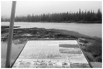 Reflection Lakes interpretive sign. Mount Rainier National Park ( black and white)