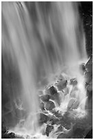 Water flowing at the base of Narada Falls. Mount Rainier National Park ( black and white)