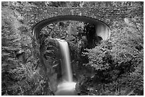 Stone Bridge and Christine Falls. Mount Rainier National Park ( black and white)