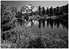 Mount Shuksan and Picture lake, mid-day. North Cascades National Park ( black and white)