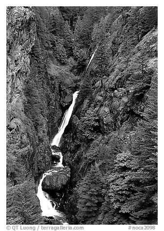 Waterfall in narrow gorge,  North Cascades National Park Service Complex. Washington, USA.
