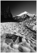 Neve and Mount Baker in the distance. Washington (black and white)