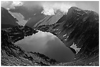 Hidden Lake and clouds, North Cascades National Park.  ( black and white)