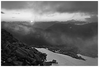 Sunset from Hidden Lake Peak, North Cascades National Park.  ( black and white)