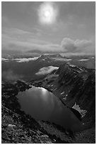 Moon above Hidden Lake, North Cascades National Park.  ( black and white)