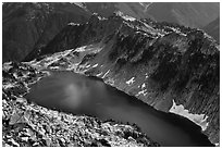 Hidden Lake from Hidden Lake Peak, North Cascades National Park.  ( black and white)