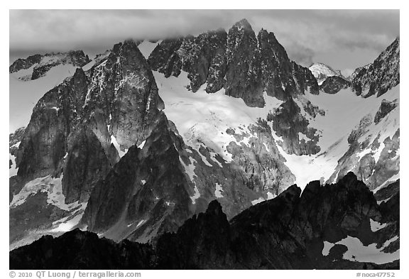 Early Morning Spires, North Cascades National Park.  (black and white)
