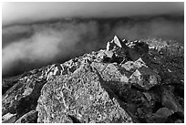 Rocky ridge and clouds, Hidden Lake Peak, North Cascades National Park.  ( black and white)