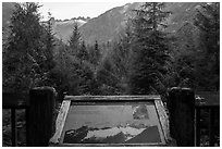Picket Range interpretive sign, North Cascades National Park.  ( black and white)