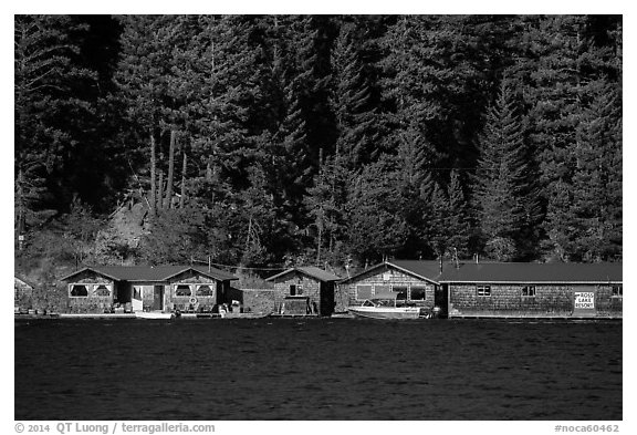 Ross Lake Resort, North Cascades National Park Service Complex.  (black and white)