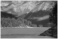 Water-level view of Ross Lake, North Cascades National Park Service Complex.  ( black and white)