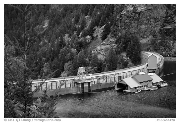 Ross Dam, North Cascades National Park Service Complex.  (black and white)