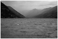 Rain, Lake Chelan, North Cascades National Park Service Complex.  ( black and white)