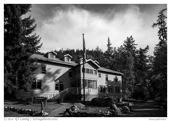 Golden West Visitor Center, Stehekin, North Cascades National Park Service Complex.  (black and white)