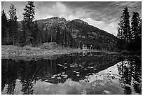 McGregor Mountain reflected in Coon Lake, North Cascades National Park Service Complex.  ( black and white)