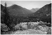 Coon Lake from above and Agnes peak, North Cascades National Park Service Complex.  ( black and white)