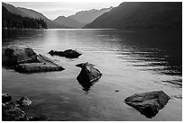 Rocks, Lake Chelan, Stehekin, North Cascades National Park Service Complex.  ( black and white)