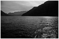 Sun shimmering in Lake Chelan waters, North Cascades National Park Service Complex.  ( black and white)