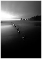 Dusk, Shi-shi beach. Olympic National Park, Washington, USA. (black and white)