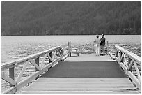 Couple on Pier, Crescent Lake. Olympic National Park ( black and white)