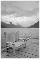 Chair on pier, Crescent Lake. Olympic National Park ( black and white)