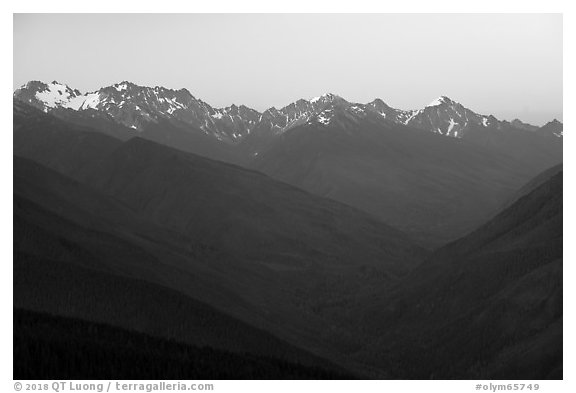 Olympic Mountains at dawn. Olympic National Park (black and white)