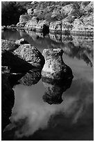 Rocks and reflections, Bear Gulch Reservoir. Pinnacles National Park ( black and white)