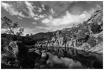 Clouds over Bear Gulch Reservoir. Pinnacles National Park ( black and white)