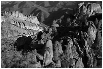 Balconies and Square Block rock, early morning. Pinnacles National Park ( black and white)