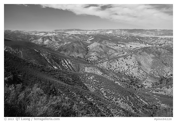Looking towards San Andreas rift zone from Chalone Peak. Pinnacles National Park, California, USA.
