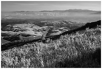 View over Salinas Valley from South Chalone Peak. Pinnacles National Park ( black and white)